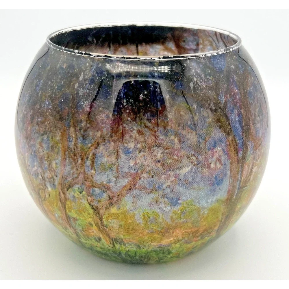 Romance Lights‎ Round Glass Tea Light Candle Holder Multi Color Forest Theme